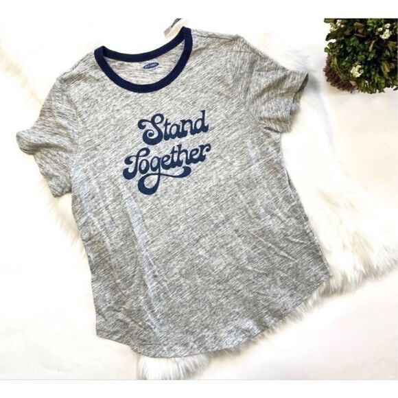 NWT Womens Old Navy Stand Together Ringer Heathered Graphic Tee Shirt - Sz L - Picture 3 of 3